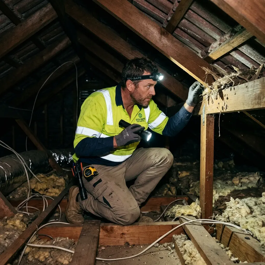 Technician using detection equipment to locate a dead rat inside a Bacchus Marsh wall cavity